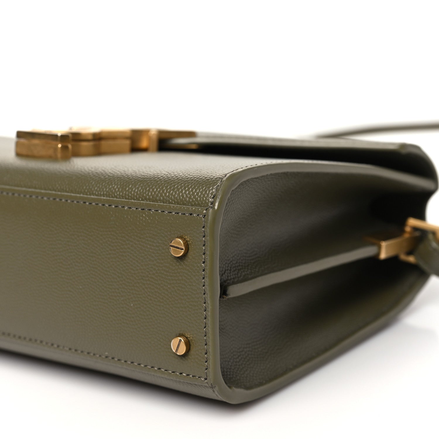Saint Laurent Grain de Poudre Mini Classic Monogram Cassandra Top Handle Olive 9 of 10