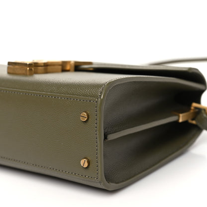 Saint Laurent Grain de Poudre Mini Classic Monogram Cassandra Top Handle Olive 9 of 10