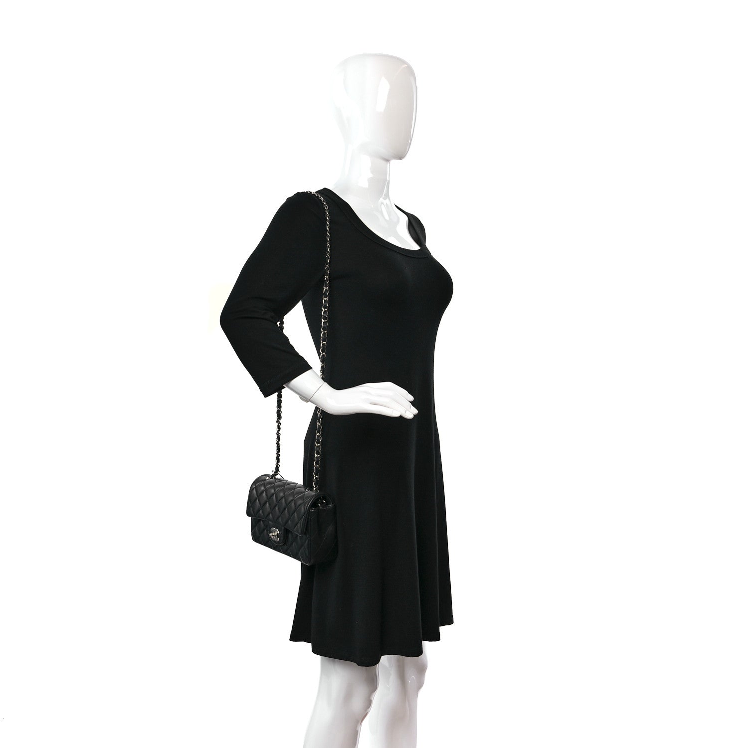 Chanel Lambskin Quilted Mini Rectangular Flap Black 2 of 11