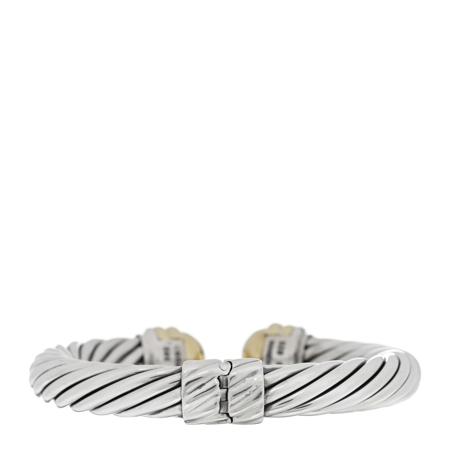 DAVID YURMAN Sterling Silver 14K Yellow Gold 10mm Cable Classics Hinged Bracelet