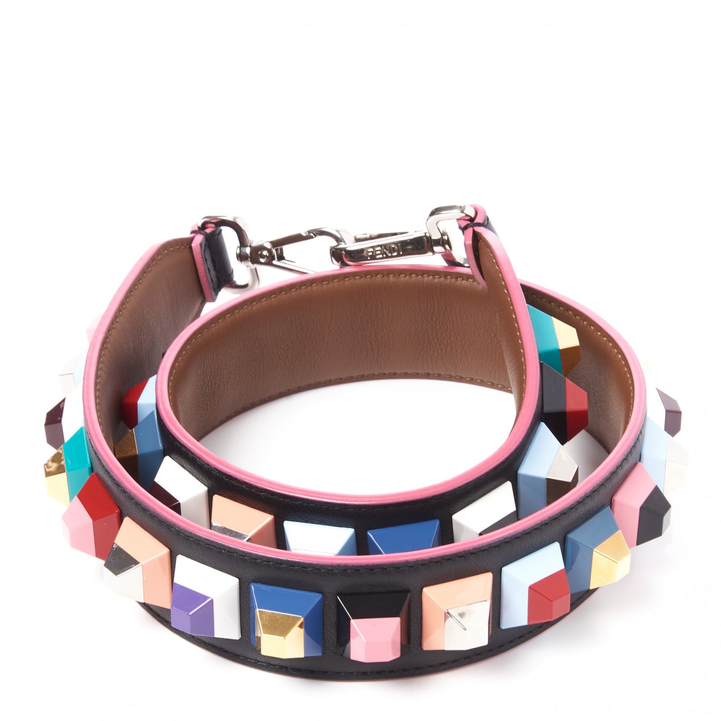 Vitello Dolce Plexiglass Bi-Color Studded Strap You Black Brownie Multicolor