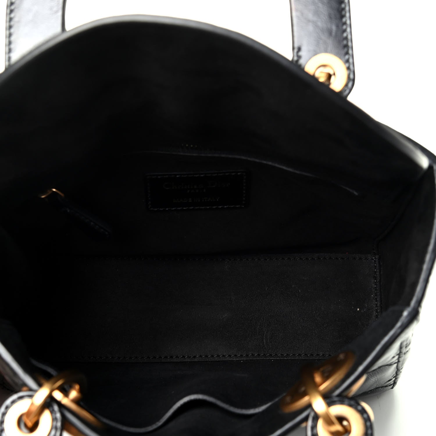 Christian Dior Crinkled Patent Cannage Small Lucky Badges My Lady Dior Black 4 of 4