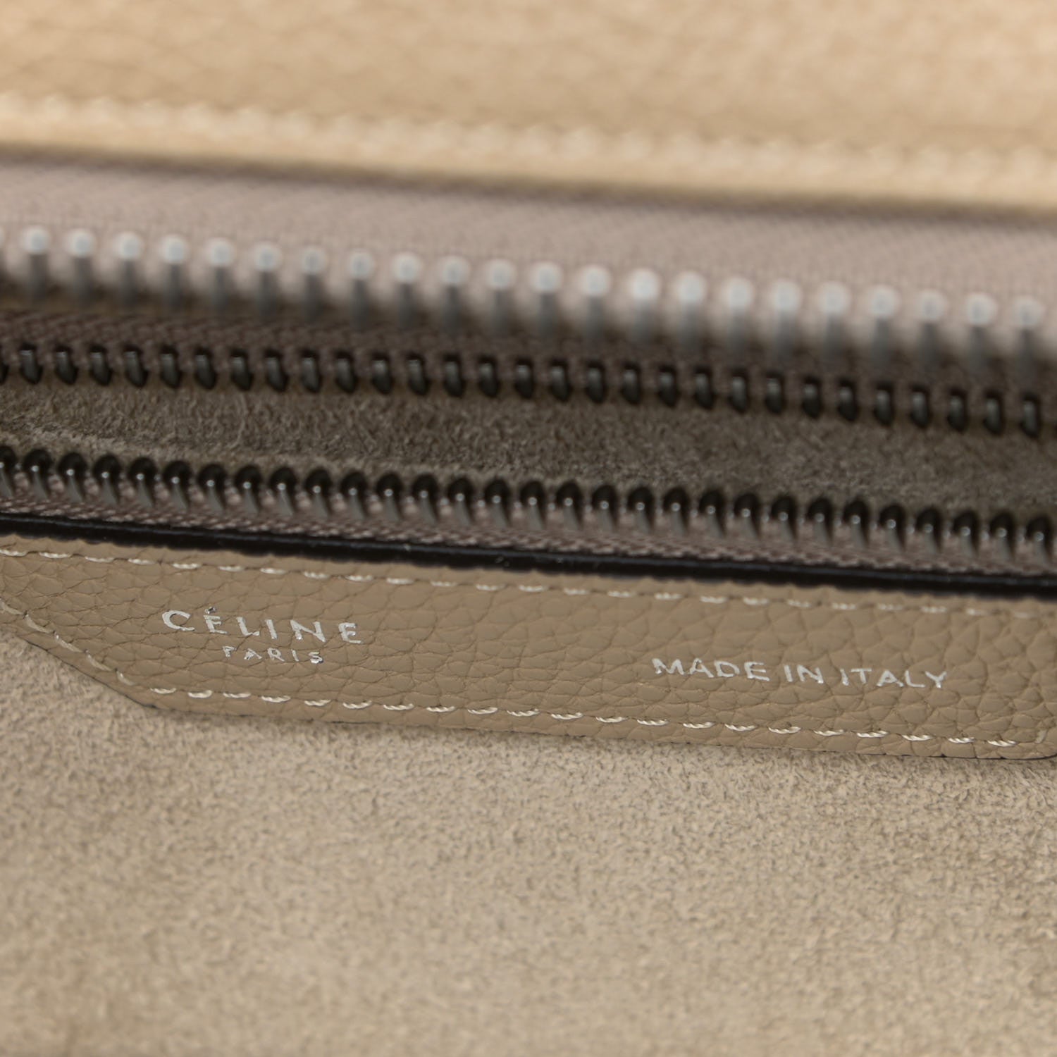 Celine Drummed Calfskin Mini Luggage Taupe 6 of 13