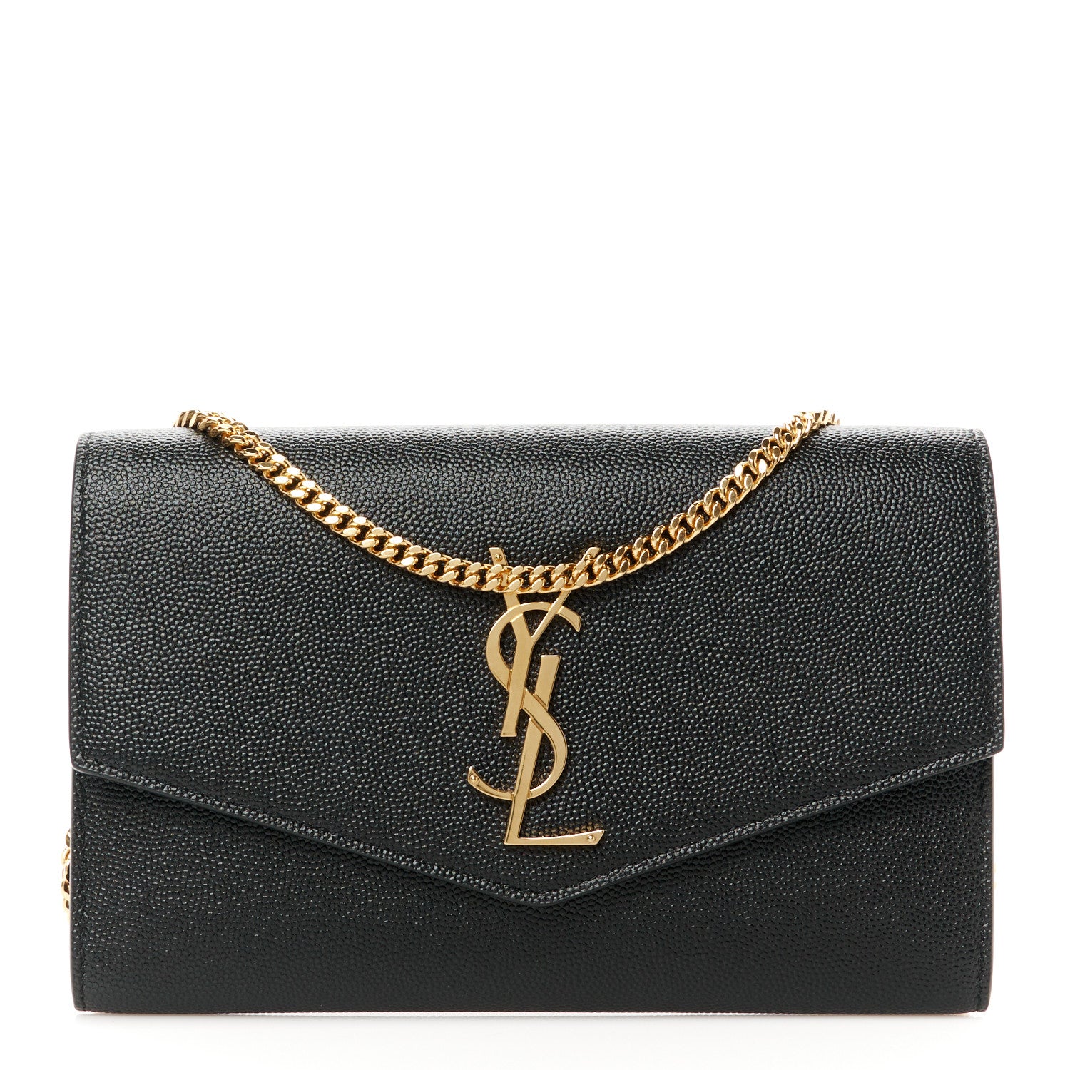 Saint Laurent Grain De Poudre Uptown Chain Wallet Black 1 of 14