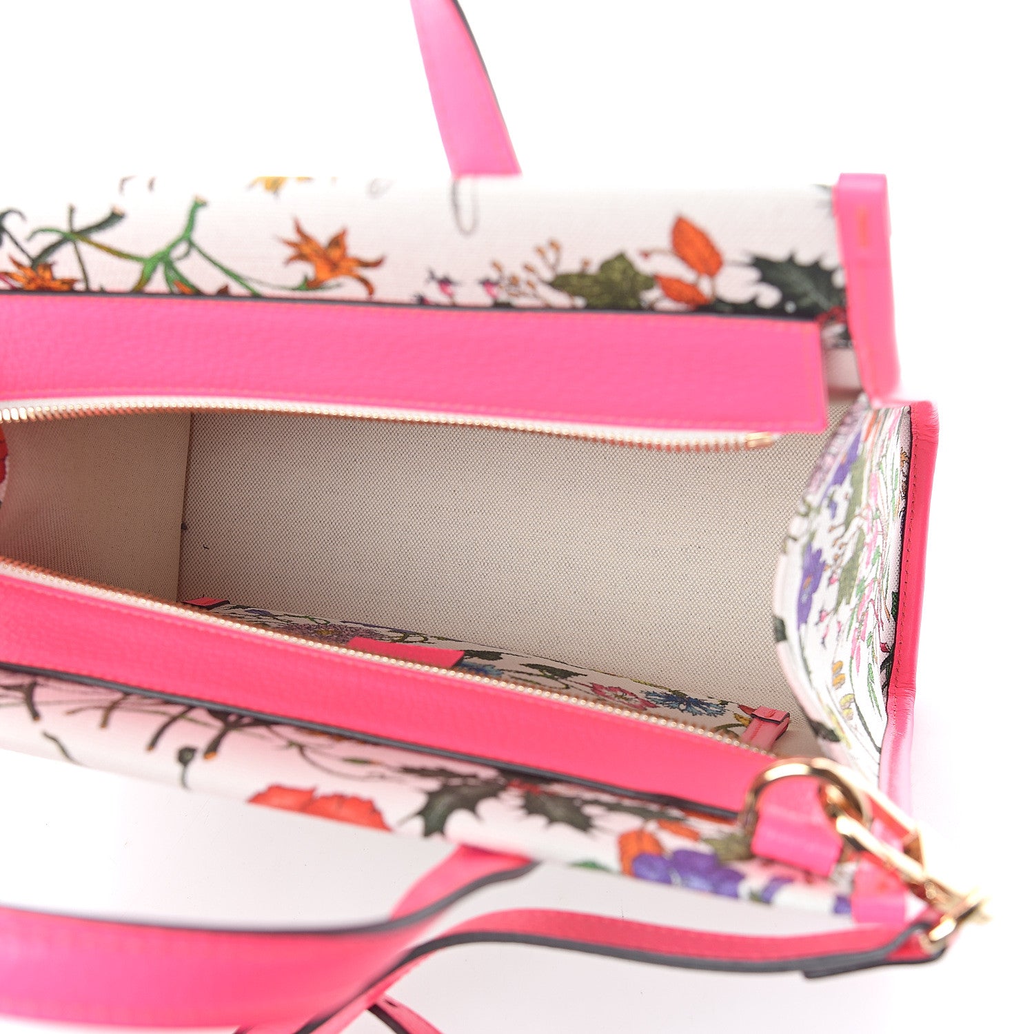 Gucci Canvas Medium Flora Tote Fuchsia 4 of 8