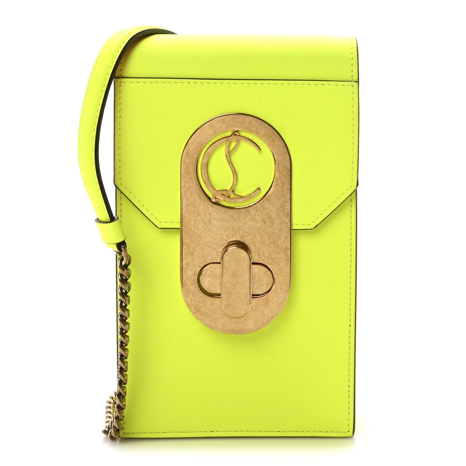 Christian Louboutin Calfskin Elisa Phone Crossbody Neon Green 1 of 10