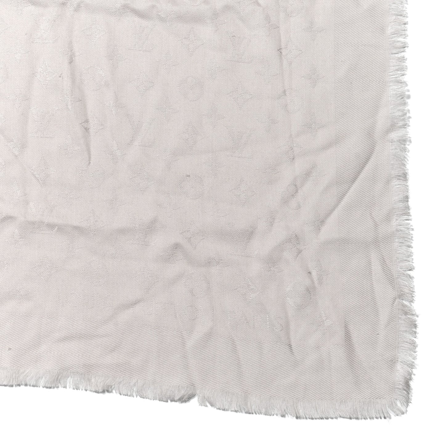Silk Lurex Wool Monogram Shine Shawl Gris Perle