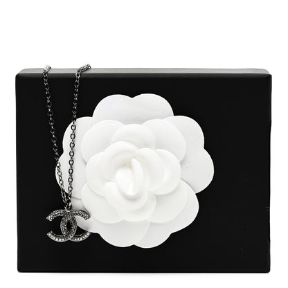 Chanel Crystal Double CC Necklace Black Dark Silver 6 of 6