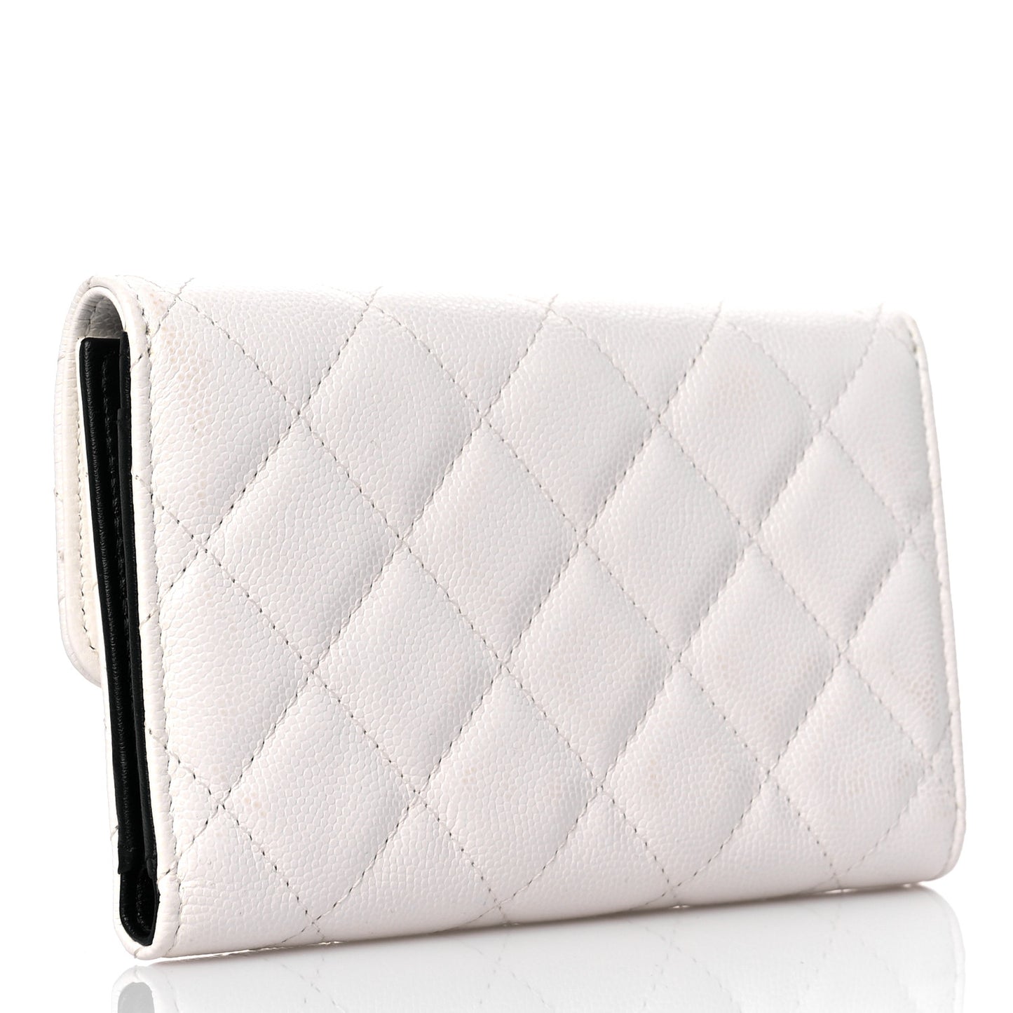 Caviar Quilted My Everything Flap Wallet White