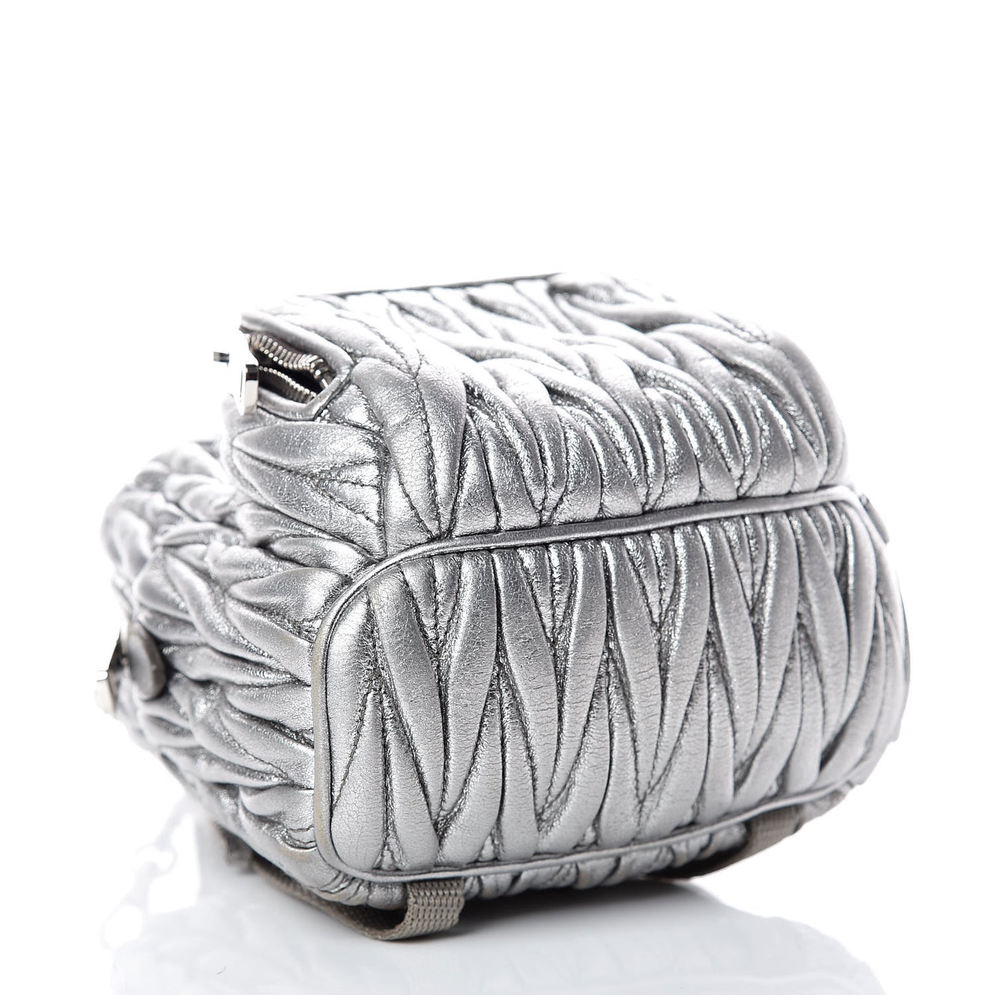 Metallic Nappa Matelasse Lux Mini Backpack Cromo