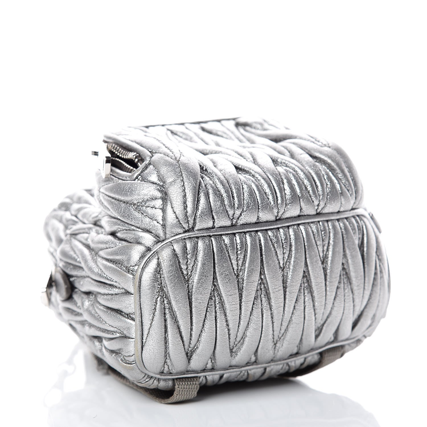 Miu Miu Metallic Nappa Matelasse Lux Mini Backpack Cromo 4 of 10