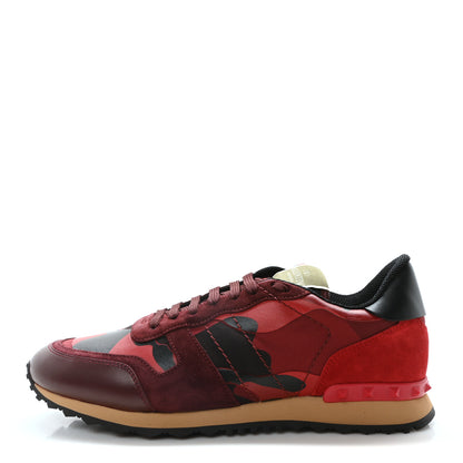 Valentino Garavani Nappa Suede Camouflage Mens Rockrunner Sneakers 43 Rubin Scarlet 1 of 9