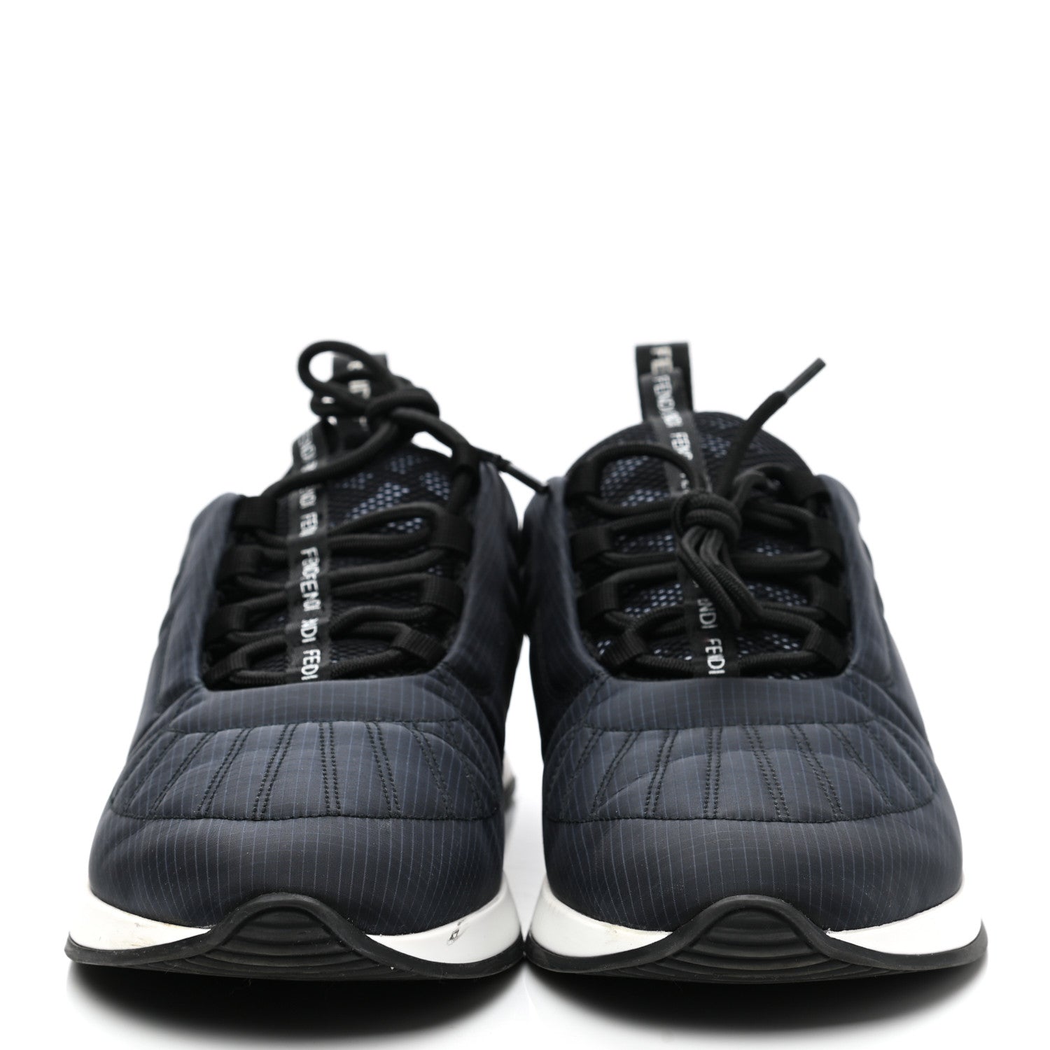 Fendi Nylon Womens FFreedom Sneakers 38.5 Blue Scuro Black White 2 of 9