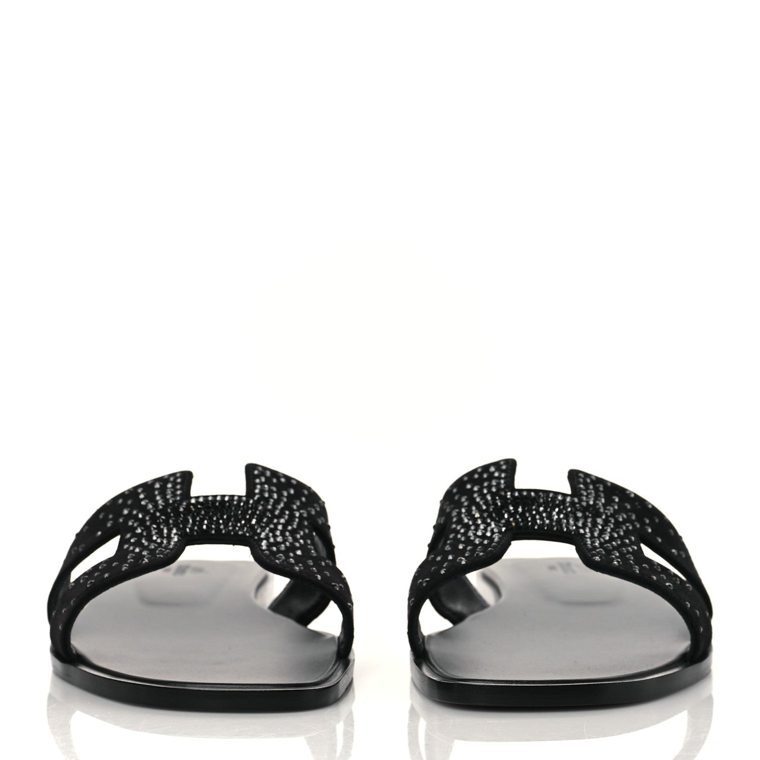 Hermes Goatskin Crystal Oran Sandals 40 Black 2 of 9