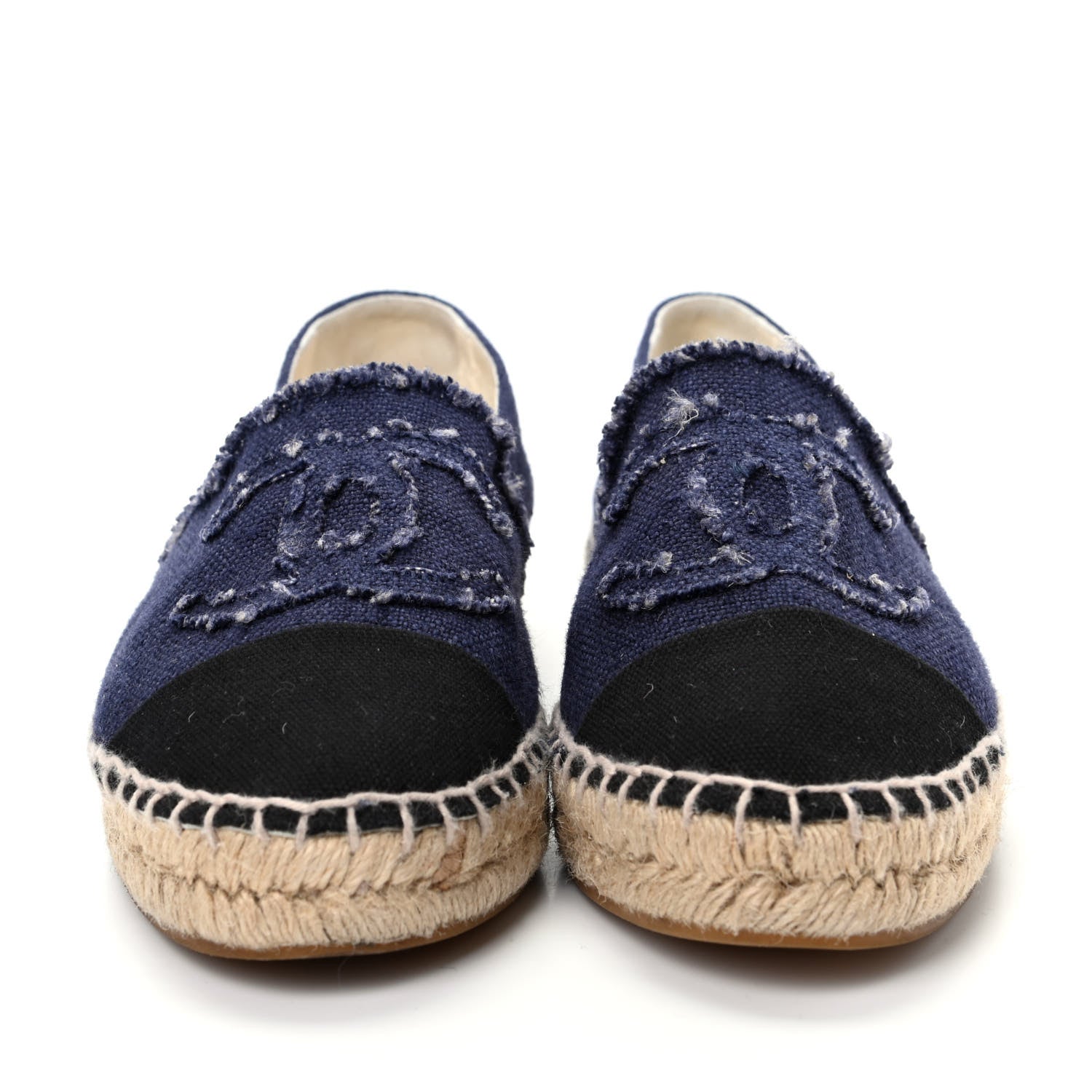 Chanel Denim Toile CC Espadrilles 39 Navy Black 2 of 10