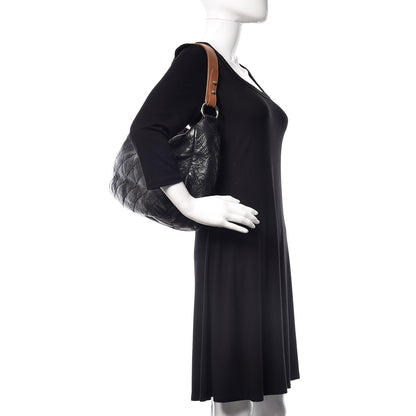 Chanel Glazed Calfskin On The Road Hobo Black 2 of 9