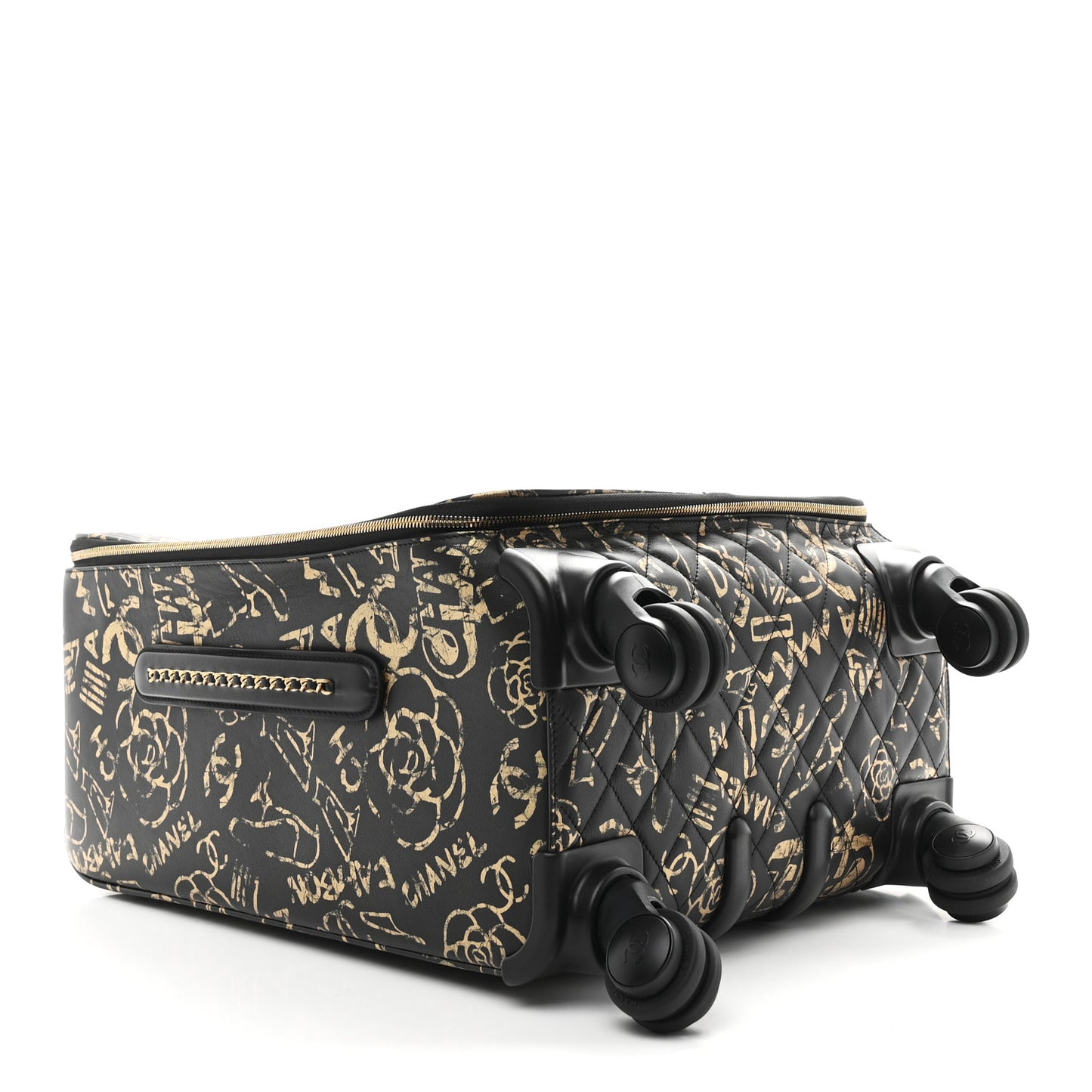 Calfskin Quilted Graffiti Trolley Black Gold
