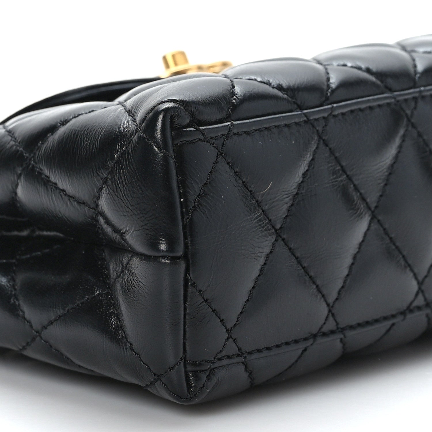 Chanel Shiny Aged Calfskin Quilted Nano Kelly Shopper Black 8 of 9