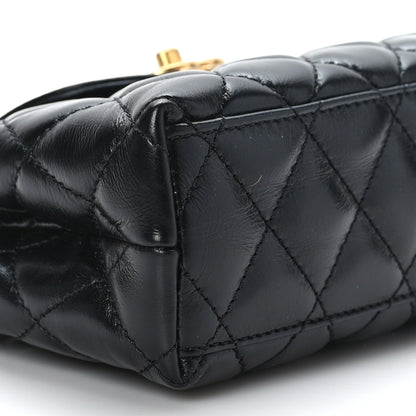 Chanel Shiny Aged Calfskin Quilted Nano Kelly Shopper Black 8 of 9
