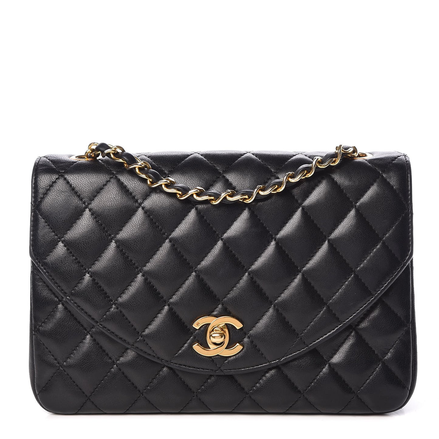 Lambskin Quilted Small Single Flap Black