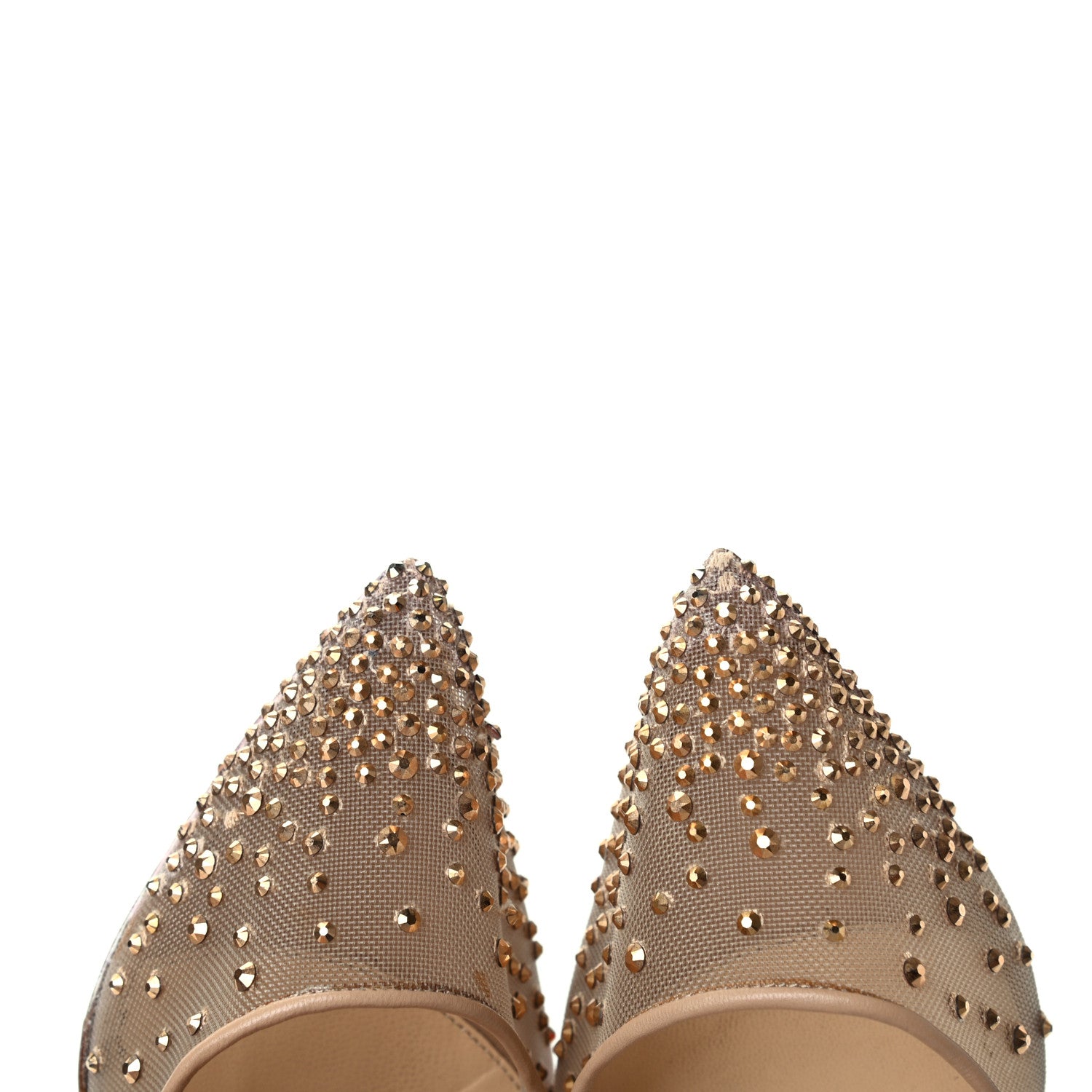 Christian Louboutin Suede Silk Crystal Strass Follies 100 Pumps 35.5 Neutral 8 of 8
