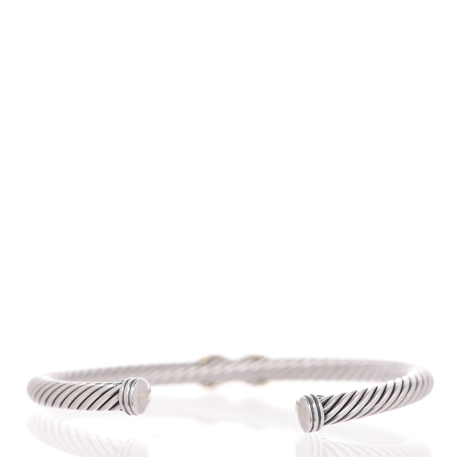 David Yurman Sterling Silver 14K Yellow Gold 5mm X Station Cable Bracelet 3 of 5
