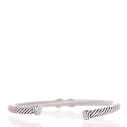 David Yurman Sterling Silver 14K Yellow Gold 5mm X Station Cable Bracelet 3 of 5