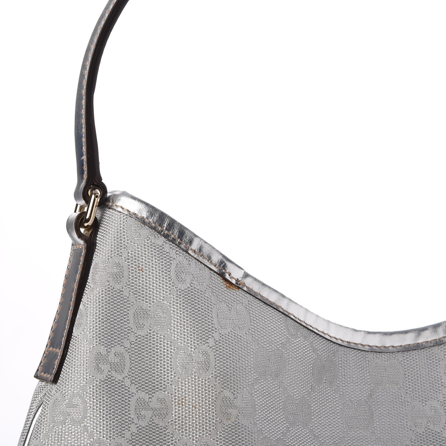 Gucci Metallic Monogram Medium New Britt Hobo Silver 9 of 9