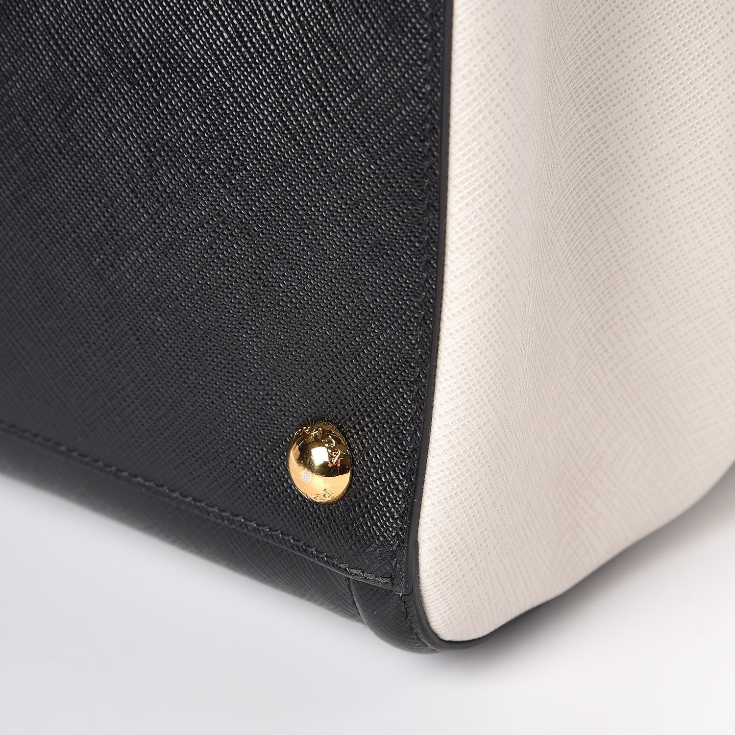 Prada Saffiano Lux Medium Bi-Color Tote Black White 12 of 12