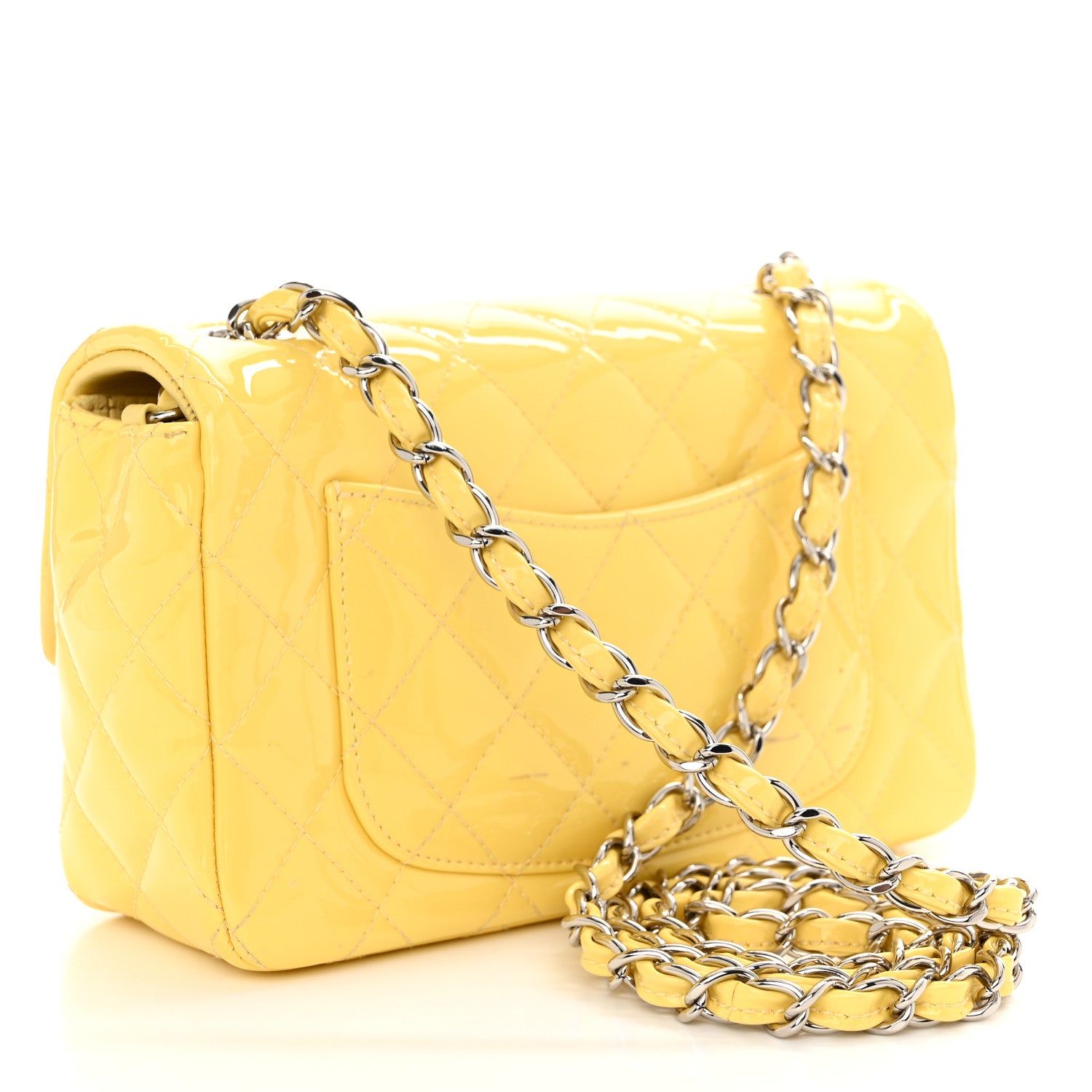 Chanel Patent Quilted Mini Rectangular Flap Yellow 3 of 12