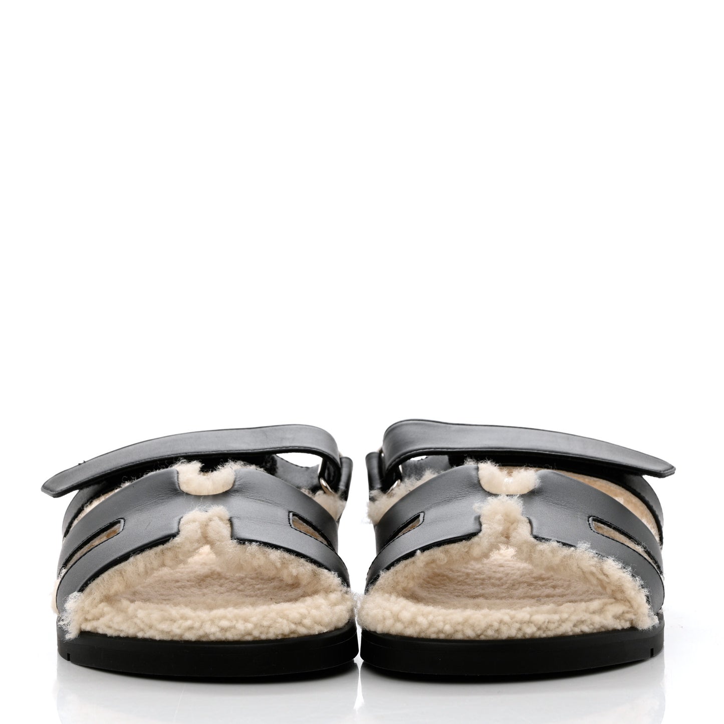 Veau Indios Woolskin Mens Chypre Sandals 38 Black Ecru