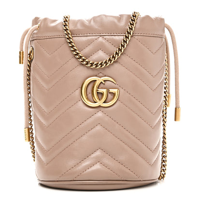 Gucci Calfskin Matelasse Mini GG Marmont 2.0 Bucket Bag Porcelain Rose 1 of 10