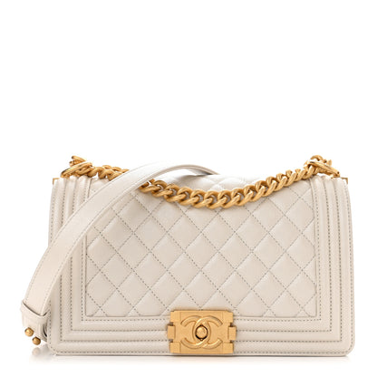 Chanel Iridescent Caviar Quilted Medium Boy Flap White 1 of 11