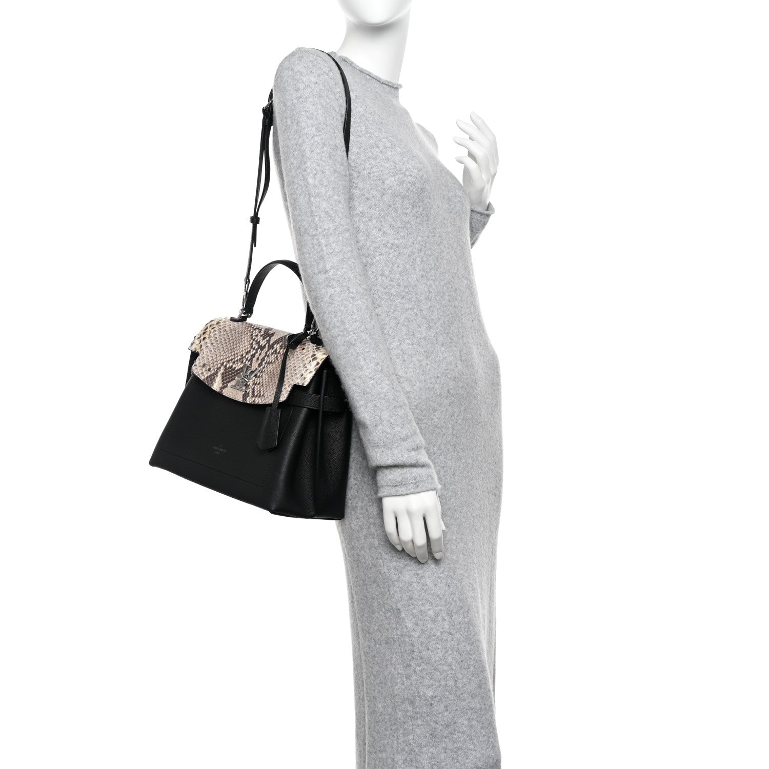 Louis Vuitton Snakeskin Lockme Ever BB Black Natural 2 of 9
