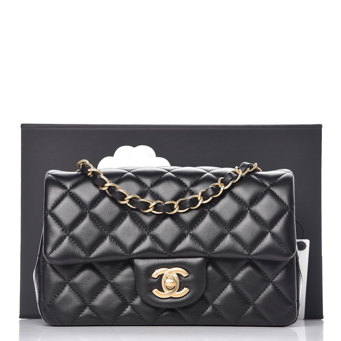 Lambskin Quilted Mini Rectangular Flap Black