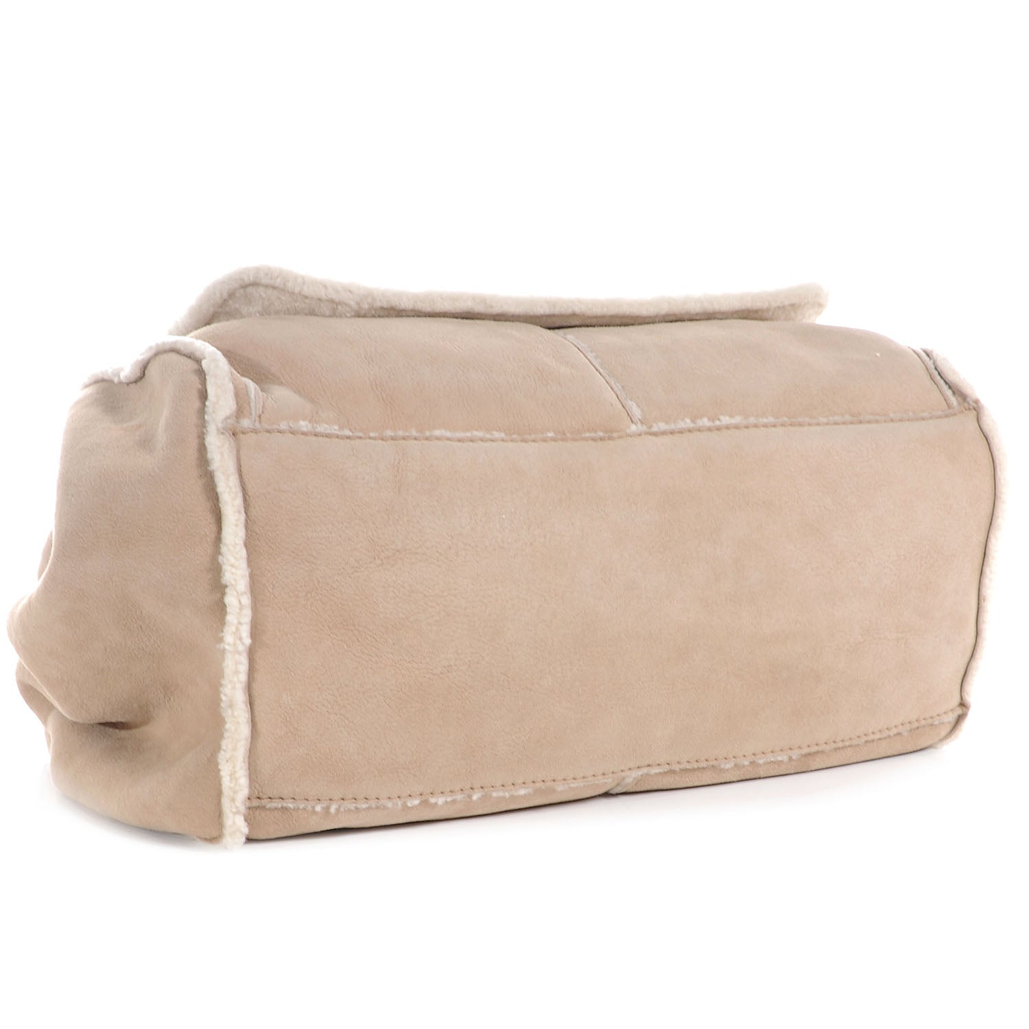 Chanel Shearling Suede CC Accordion Flap Beige 4 of 7