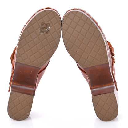 Chanel Calfskin Camellia Clogs 41 Brown 5 of 8