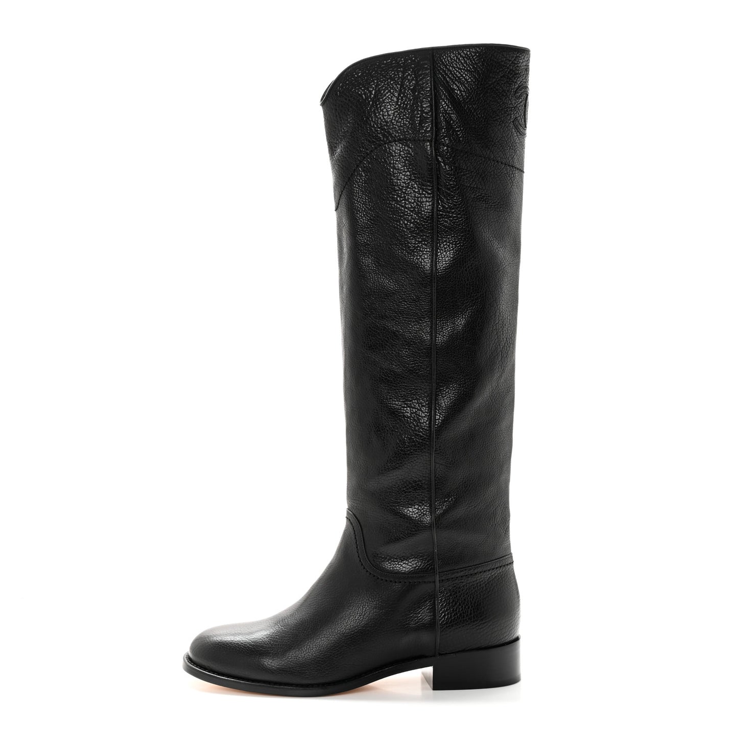 Calfskin Ascot Riding Boots 39.5 Black