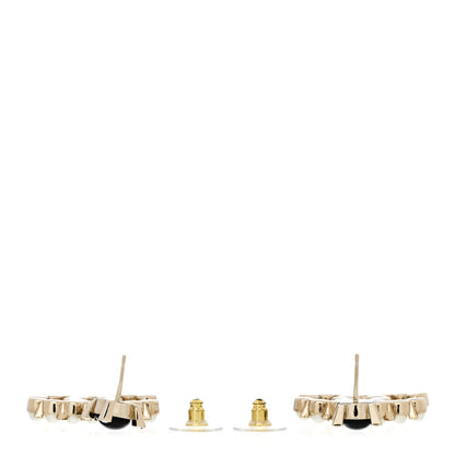Chanel Resin Crystal Pearl CC Drop Earrings Black Gold 3 of 5