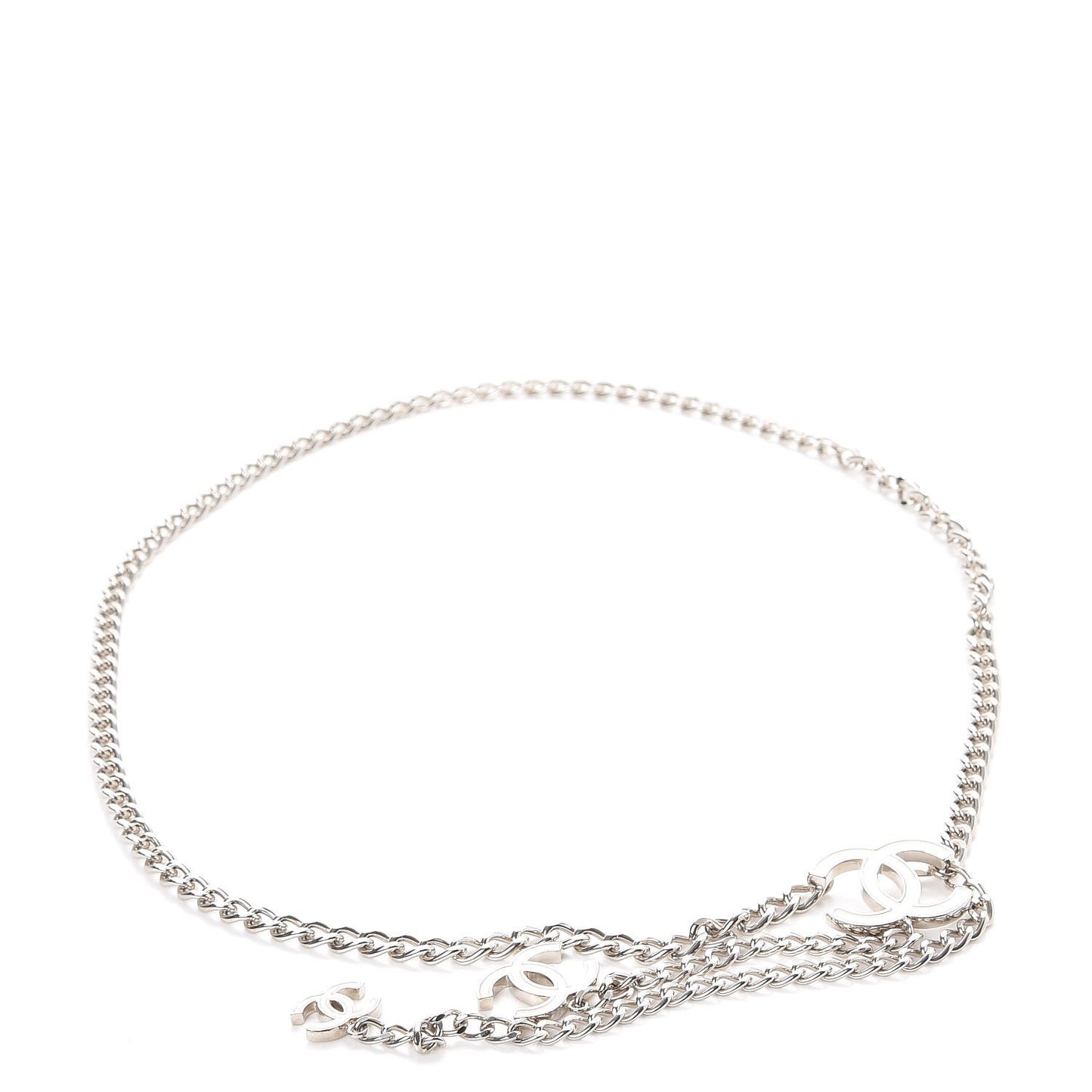 Chain Enamel CC Belt White Silver
