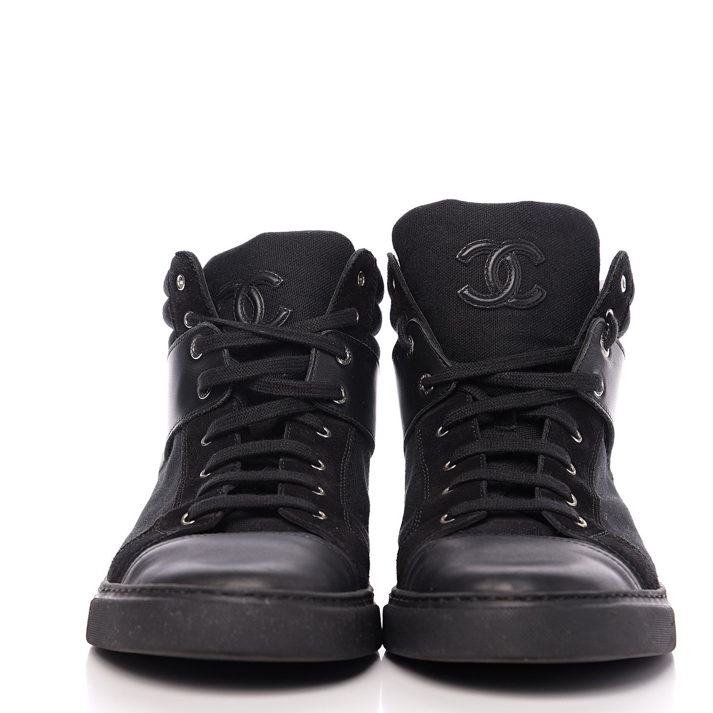 Toile Suede Calfskin Mens High Top Sneakers 43 Black