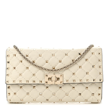 Valentino Garavani Nappa Rockstud Spike Wallet on Chain Light Ivory 1 of 16