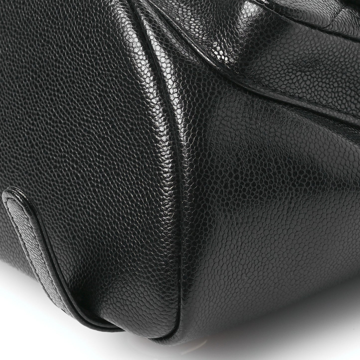 Shiny Caviar Quilted Medium Duma Pockets Drawstring Backpack Black