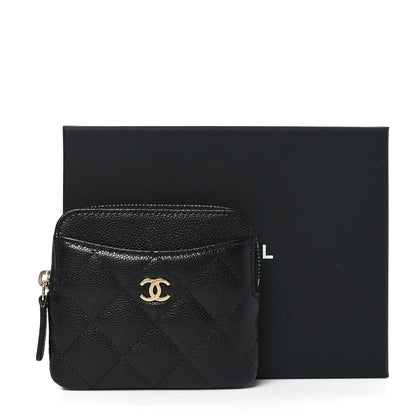 Chanel Caviar Quilted Zip Card Holder Wallet Black 8 of 8