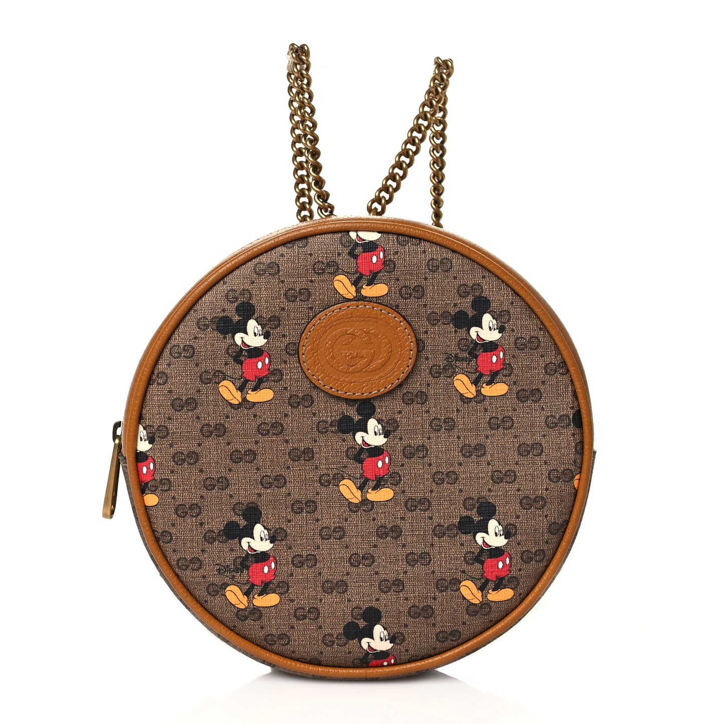 X DISNEY Mini Vintage GG Supreme Monogram Mickey Mouse Round Backpack Beige Vintage Sun Oil