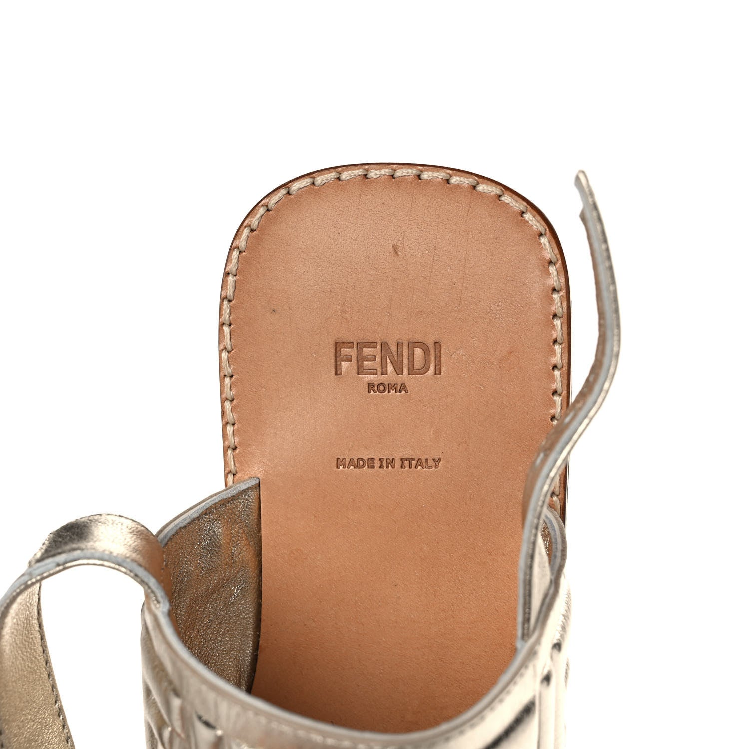 Fendi Metallic Nappa FF Embossed Slingback Slide Sandals 36 Gold 7 of 10