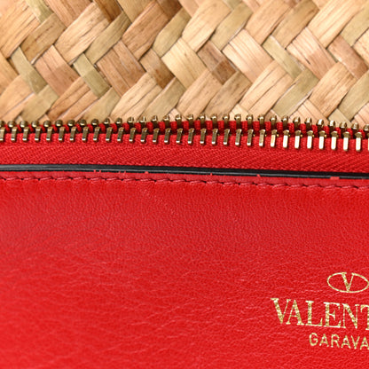 Valentino Garavani Raffia Medium Vlogo Escape Shopper Natural Black Rouge 11 of 13