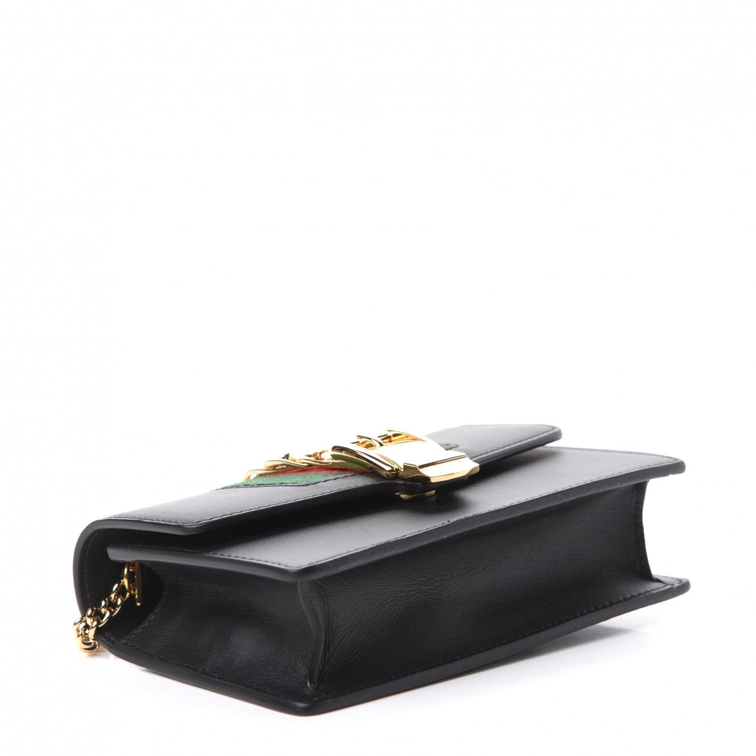 Gucci Calfskin Super Mini Sylvie Chain Shoulder Bag Black 4 of 10