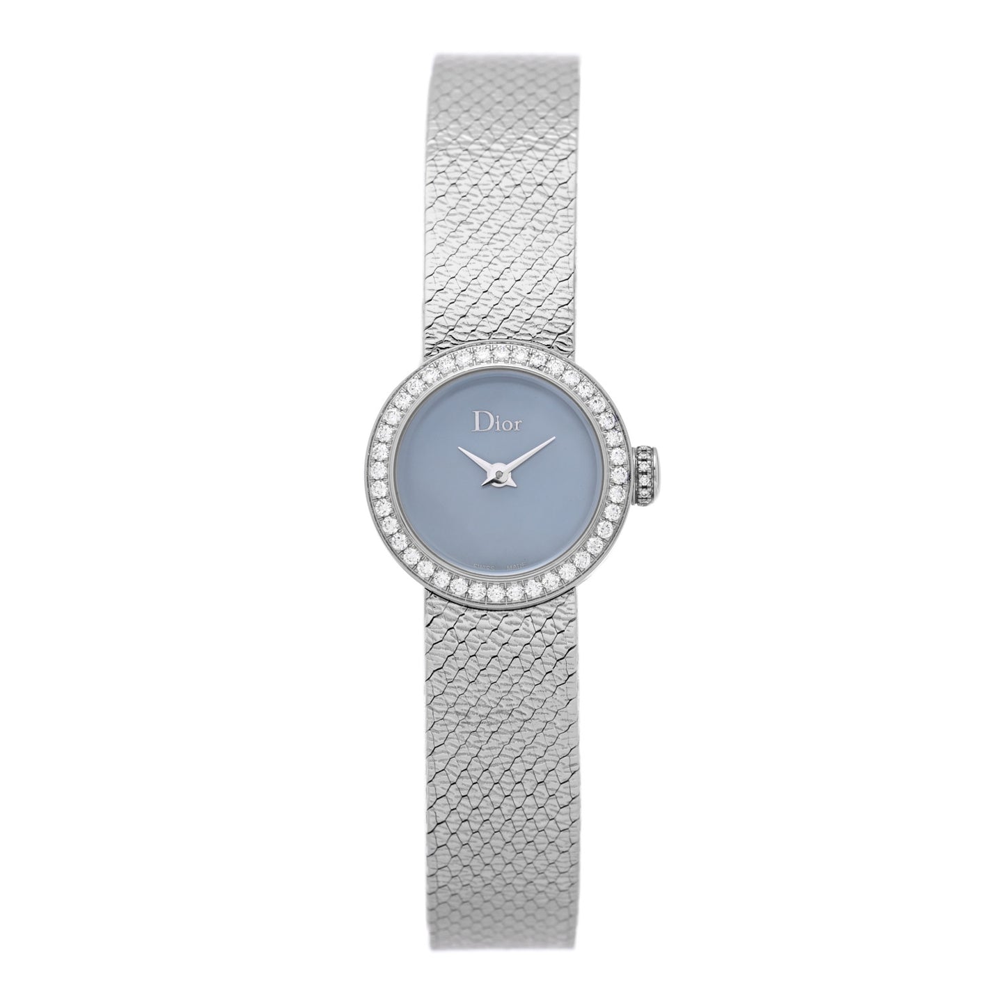 Stainless Steel Diamond Bezel Blue Mother of Pearl 19mm La D De Dior Quartz Watch