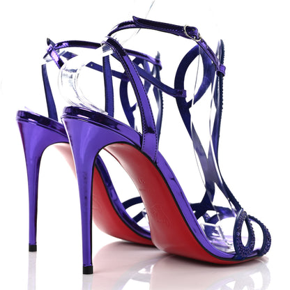 Christian Louboutin Suede Strass Double L 100 T-Strap Sandals 37 Elektra 4 of 7